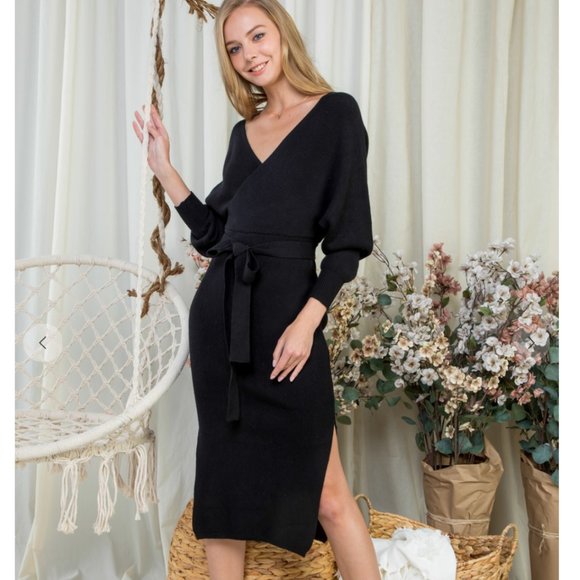 NWT Drape Knit Sweater Dress - Picture 4 of 13